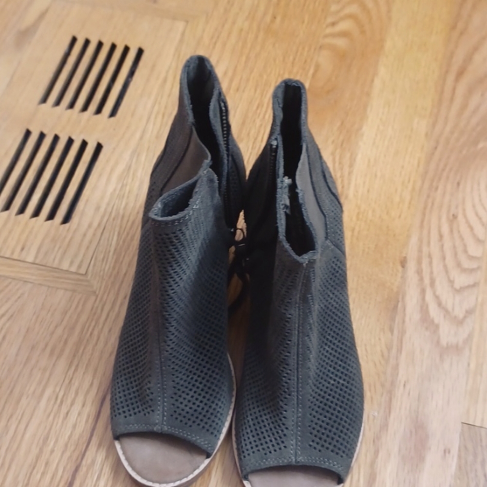 Green Suede Booties by TOMS